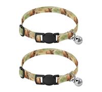2 Pack Kitten Collar Highland Cows Meadow Green Small Dog Collar with Bell, Adjustable 10.6 to 17.1 Inches