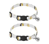 2 Pack Kitten Collars Cartoon Bananas White Breakaway Cat Collars with Bell, Adjustable Length 10.6" to 17.1"