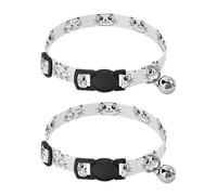2 Pack Kitten Collars Cute Black White Cartoon Cat Decorative Pet Collar with Bell, Adjustable Length 10.6" to 17.1"