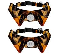 2 Pack Kitten Collars, Halloween Broom Velvet Puppy Dog Bow tie Collar, Adjustable Formal Pet Tuxedo Bowties for Boy Girls Dogs Cats