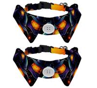 2 Pack Kitten Collars, Halloween Witch Hat Velvet Puppy Dog Bow tie Collar, Adjustable Formal Pet Tuxedo Bowties for Boy Girls Dogs Cats