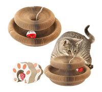 2 Pack Kitty Curls Cat Scratcher - Foldable Magnetic Cat Scratching Board with Bell Balls, Reversible Corrugated Cardboard Cat Toy for Claw Care, Exercise & Furniture Protection