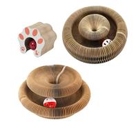 2 Pack Kitty Kurls Cat Scratcher, Magic Organ Cat Toy Scratching Board with Bell Balls, Reversible Corrugated Cardboard for Pet Claw Care