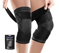 2 Pack Knee Support for women/Men with Strap - Best Knee Compression Sleeve for Knee Pain Relief,Arthritis,Joint Pain,Meniscus Tear,ACL,M djustable Knee Brace for Running,Gym,Sports, Black