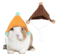 2 Pack Knitted Hats with Adjustable Strap | Cute Mini Costume Accessory for Bearded Dragons, Guinea Pigs, Lizards, Rabbits, Small Animals, Holiday Photos and Party Outfits