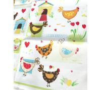 2-Pack KRACHT Osterwiese Chicken Theme Linen Blend Kitchen Towels, 70x50cm