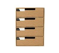 2 Pack Kraft paper Drawer Storage Box, DIY Desktop Multi-layer A4 File Organiser for Home Office (4 Layer)