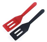 【2 Pack】Kunovo Small Spatula for Nonstick Cookware Mini Spatulas for kitchen Use,Heat-Resistant Silicone Thin Spatula Cooking Baking (Black-R)