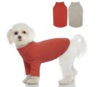 2 Pack L LETSQK Simple Designed Long-Sleeve Dog Tee for Small Breeds, Perfect for Spring, Preventing Dogs from Losing Temperature After Outdoor Walks or Activities, Great for Shih Tzu, Brickred Khaki