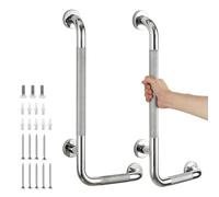 2 Pack L-Shaped Grab Bars for Shower, 24x12 Inch Stainless Steel Grab Bars for Elderly for Wall Mount, Anti-Slip Knurled Grip Bathroom Safety Rail, Right