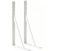 2 Pack L18 x H 12" White Heavy Duty Shelf Brackets with Screws Metal Shelf Brackets Shelf Support Angle Brackets for Shelves L Brackets Heavy Duty Floating Shelf