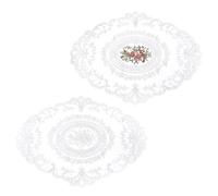 2 Pack Lace Doilies for Tables, Retro Oval Lace Placemats Exquisite Embroidered Laces Doilies Mat Coquette Decor for Wedding Birthday Home Decoration