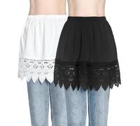 2 Pack Lace Shirt Extender for Women Layering Fake Top Lower Sweep Shirt Hollow Half Length Skirt, 835 Black+white, L-x-L