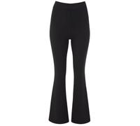2 Pack Ladies Flared Trousers Stretch Ribbed Material Comfort Wide Leg Fit Elasticated Waist Pants Work Casual Bootcut Lounge Leggings (UK, Numeric, 8, Regular, Regular, 31 Inch Inside Leg, Black)