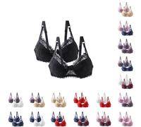 2 Pack Ladies Full Cup Lace Underwired Bra Soft Cup Full Coverage Non-Padded Push up Women’s Bra with Adjustable Straps for Everyday Comfort