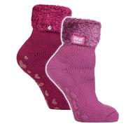 Heat Holders 2 Pack Soft Lounge Socks With Grips In Mid Blue Mid Blue