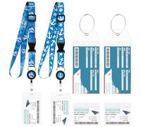 2 Pack Lanyard with 4 Pcs ID Holder, 2 Pcs Retractable Badge Reels & Waterproof Luggage Tags ID Holders for Cruise Essentials Accessories Key Cards