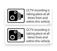 2 Pack - Large 22cm Sticker Gold - CCTV Recording in Vehicle Self Adhesive Stickers - Car, Van, Sign, Warning, Surveillance, Camera, Security Decal White SG044