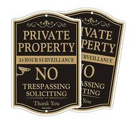 2 Pack Large 24 Hour Surveillance No Trespassing Signs,12" x 18" Private Property Delicate Yard Signs, Rust Free Aluminum,Fade Resistant,UV Protected&Waterproof