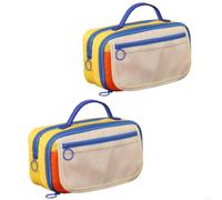 2 Pack Large Capacity Pencil Case with Compartments, Color Blocking Pencil Pouch with Smooth Zipper, Lightweight Stationery Storage Organizer for Girls Boys Adults, School Office Supplies (white)