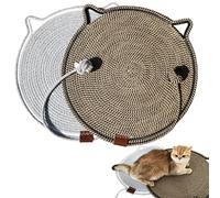 2-Pack Large Cat Scratching Mats, Natural Cotton Rope Pads with Toy, 19.6''Cat Scratching Pad, Ideal for Scratching, Playing, Relaxing, Protects Furniture