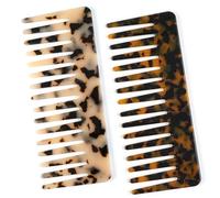 2 Pack Large Cellulose Acetate Wide Tooth Comb - Effortless Detangling for Women’s Thick Curly Wavy Hair Wet & Dry Use Tortoise Shell & Ivory Classic Design