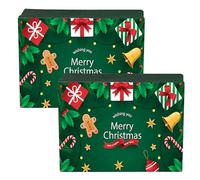 2 Pack Large Christmas Boxes with Lids for Gift, Christmas Packing Box Empty Gift Boxes for Wrapping Present,Luxury Sturdy Foldable Cardboard Box 29x22x10.5cm (Green)