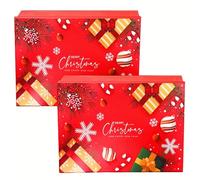 2 Pack Large Christmas Boxes with Lids for Gift, Christmas Packing Box Empty Gift Boxes for Wrapping Present,Luxury Sturdy Foldable Cardboard Box 29x22x10.5cm