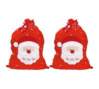 2-Pack Large Christmas Santa Sacks - Red Plush Gift Bags with Ho Ho Ho Print & Drawstrings - Reusable Holiday Present Bags For Xmas Gifts & Holiday Celebrations
