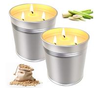 2 Pack Large Citronella Candle Outdoor Evenly Burning,Candles for Garden 100 Hours Burning,Natural Soy Wax,Portable Large Citronella Candles for Outdoor,Indoor,Garden,Camping