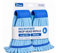 2 Pack - Large Commerical Microfiber Tube Mop 400GSM - Heavy Duty Industrial Wet Mop Head Refill, Thick Fiber, Replacement Heads, Extra Absorbent