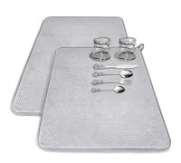 2 Pack Large Dish Drying Mat for Kitchen Counter,24 x 17 inch Absorbent Microfiber Dishes Drainer Mats,XL Dish Drying Pad for Countertops,Racks,Under Sink(Gray)