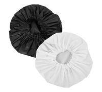 2 Pack Large EVA Shower Cap with Elastic Wide Band, Single Layer | Packable Design, Black and White Pair, for Makeup, Travel Toiletry Use, Fits Most Heads