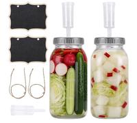 2 Pack Large Fermentation Jars with Airlock and Screw Lid 2L Capacity, Sauerkraut Fermenting Jar Sourdough Starter Jar Kimchi Container Kombucha Jar