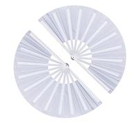 2 Pack Large Folding Hand Fan, Nylon-Cloth Vintage Retro Fabric Fans, Chinese Kung Fu Tai Chi Hand Fan for men/women, Festival, Dance, Gift, Performance, Decorations (White)