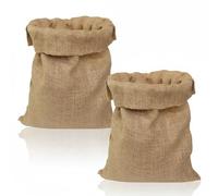 2 Pack Large Hessian Potato Sack, 60 X 40cm Hessian Large Jute Sacks, Reusable Woven Sand Storage Sack for Potatoes, Vegetables, Coffee Beans and Sand, Yellow