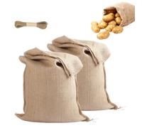 2 Pack Large Hessian Sacks,Reusable Storage Bag with Packing Cord Potato Storage Bags Natural Jute Potato Sacks for Storing Growing Vegetables Coffee Beans Sand