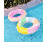 2 Pack Large Inflatable Pool Float for Adults 36 Inch Pink Pool Floats with Handles Swim Rings Swimming Pool Tubes for Summer Fun Beach Themed Party (Pink and Ice Cream)