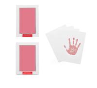 2 Pack Large Inkless Hand and Footprint Kit Clean Touch Ink Pad for Baby Pet Paw Print Kit(2 Pink Ink Pads,4 Imprint Cards）