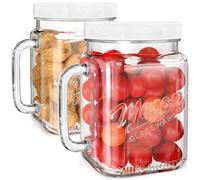 2 Pack Large Mason Jars, 74 oz Wide Mouth Glass Jar with Lid for Fridge, Glass Canisters DIY Favor Decor, Food Container for Sugar, Cookie, Flour, Pickle