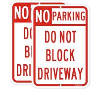 2 Pack Large No Parking Sign Do Not Block Driveway Sign, 18 x 12 Inches Rust Free Aluminum Metal, UV Protected Weather Resistant Durable In Easy to Mount