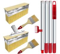 2 Pack Large Paint Brush 7"Decking Brush,Long Handled Paint 60"Deck Stain Applicator with 3" Paint Brush for Woodstains, Oils, Decking, Fence,Wall and Furniture