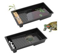 2 Pack Large Reptile Habitat Turtle Bathing Pool Amphibian Reptile Food Bowl and Water Dish DIY Landscaping Habitat Aquarium Decoration Basin for Turtle Horned Frog Lizard Gecko Hermit Crab Small
