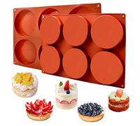 2 Pack Large Silicone Molds for Baking/Non-Stick 4 inch 6-Cavity Round Silicone Baking Mold for Whoopie Pie Pan, Corn Bread, Candy, Eggs, Muffin, Soap,