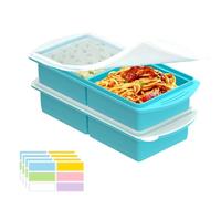 2 Pack Large Silicone Soup Freezer Containers with Lid, 500ML/250mL/125mL Soup Freezer Moulds Silicone Food Freezer Trays Soup Storage Containers for Freezing Broth, Meal Prep (Blue,2-compartments)