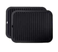 2 Pack Large Silicone Trivet Mats,Heatproof Hot Pads Pot Holder,9"x12" Non Slip Flexible Durable Heat Resistant Pot Coaster Kitchen Countertop Table Mats (Wavy Black)