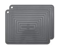 2 Pack Large Silicone Trivet Mats,Heatproof Hot Pads Pot Holder,9"x12" Non Slip Flexible Durable Heat Resistant Pot Coaster Kitchen Countertop Table Mats (Dark Grey)