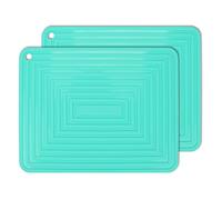 2 Pack Large Silicone Trivet Mats/Hot Pads,Pot Holder,9"x12" Non Slip Flexible Durable Heat Resistant Pot Coaster Kitchen Table Countertop Mats (Cyan)