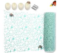 2 Pack Large Size Jumping Spider Netting Enclosure Climbing Toy Habitat Accessories Green Webs with Magnets and Silk Cocoons Nest (9.8 x 177 inches)