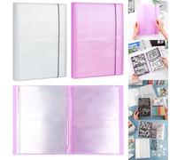 2 Pack Large Sticker Photo Storage Album, Stamp & Cutting Dies Storage Book Organizer Folder for Cards Storage DIY Scrapbooking Card Making Supplies 40 Pages 160 Pockets in total (Clear + Purple)